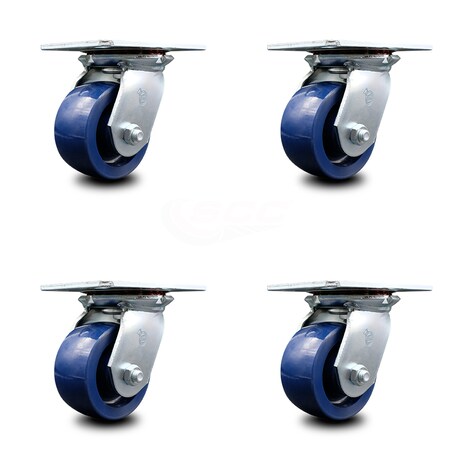 Service Caster 4 Inch Heavy Duty Solid Poly Caster Set with Ball Bearings SCC, 4PK SCC-35S420-SPUB-4